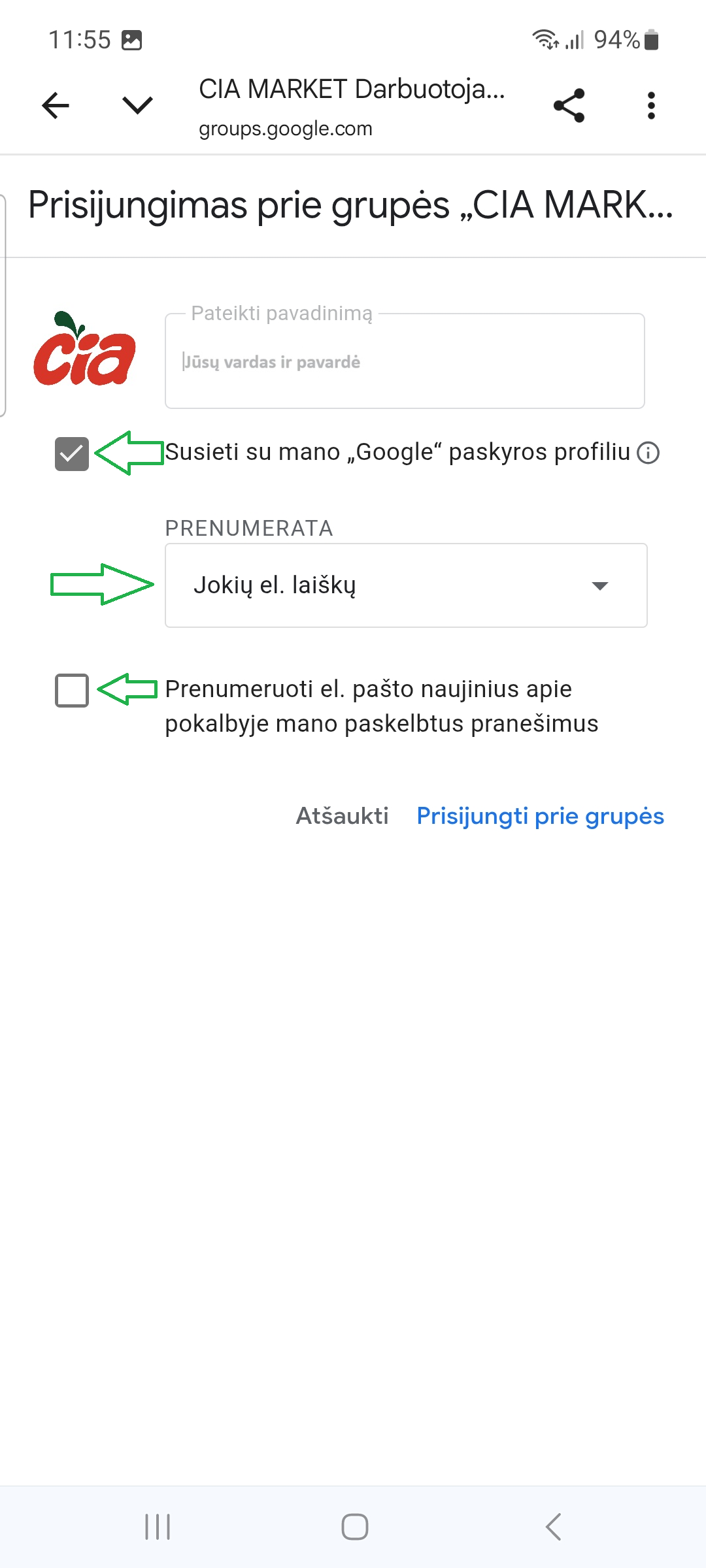 CIA MARKET programeles instrukcijos paveikslelis
